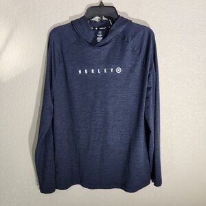 Hurley Mens Navy Long Sleeve Hoodie Shirt Large Lightweight Casual Activewear